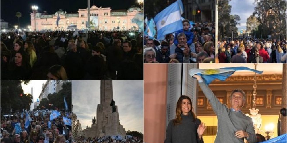 Masiva marcha en apoyo al Gobierno y contra la corrupción K: Mauricio Macri agradeció emocionado desde un balcón de la Casa Rosada