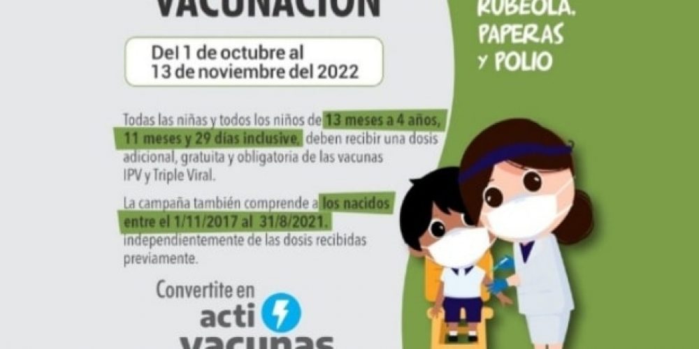 Se inició la Campaña Nacional de Vacunación contra sarampión, rubeola, paperas y poliomielitis 2022