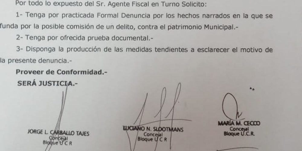 Concejales presentaron denuncia contra gobierno de Bravo por posible delito contra el patrimonio municipal