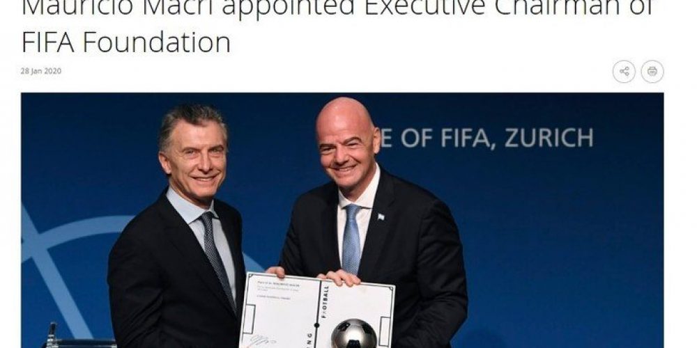 Macri y su nuevo cargo en FIFA