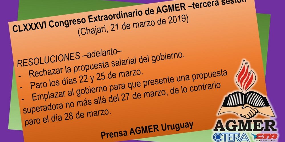 Agmer rechazó la propuesta salarial y mañana y el lunes hay paro