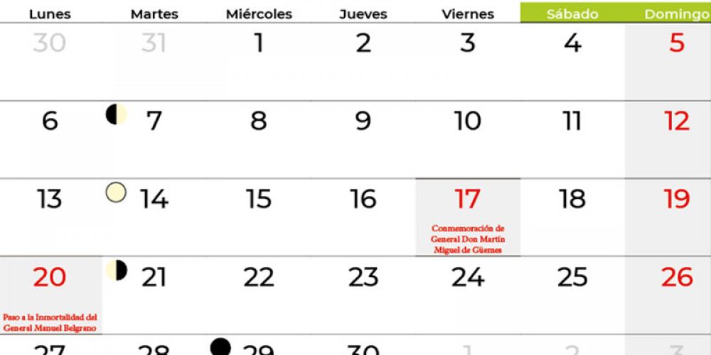 Ratificaron los feriados para junio: el fin de semana largo será de cuatro días